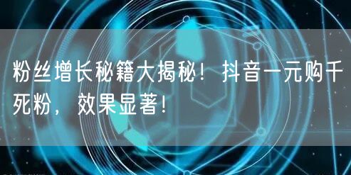 粉丝增长秘籍大揭秘！抖音一元购千死粉，效果显著！