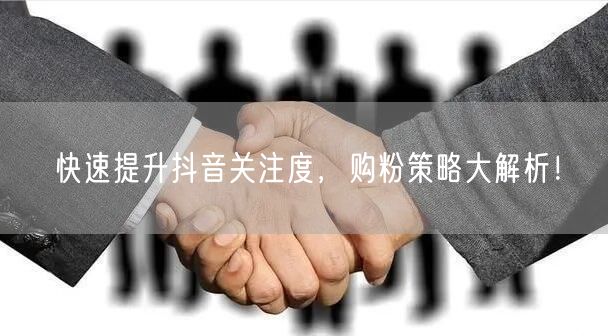 快速提升抖音关注度，购粉策略大解析！