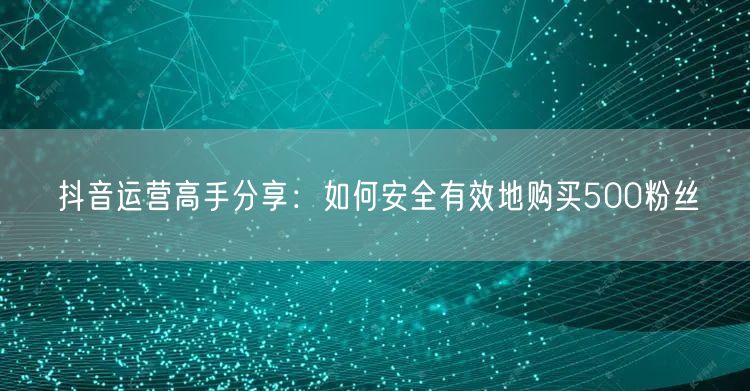 抖音运营高手分享：如何安全有效地购买500粉丝