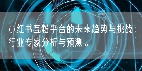 小红书互粉平台的未来趋势与挑战：行业专家分析与预测。