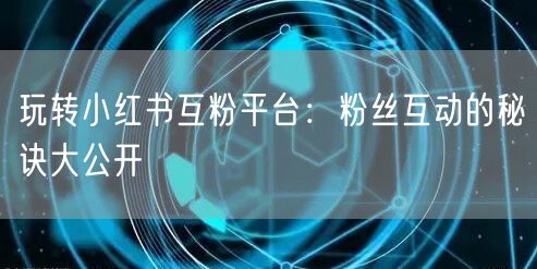 玩转小红书互粉平台：粉丝互动的秘诀大公开